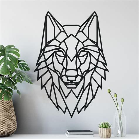 Geometric Polygonal Wolf Head Wall Sticker Apex Stickers In 2022