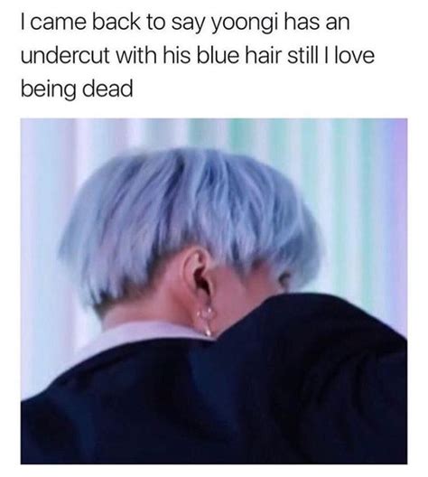 Suga Undercut Blue Hair Dna Mv Bts Yoongi Album Bts Min Yoongi