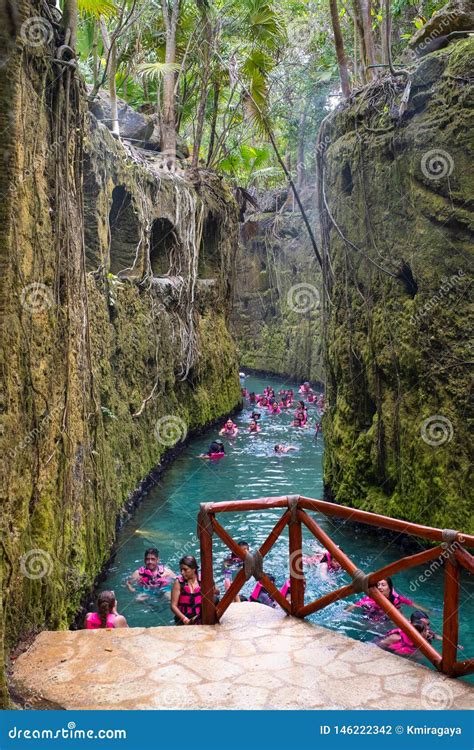 Underground River At The Xcaret Park On The Mayan Riviera In Mexico