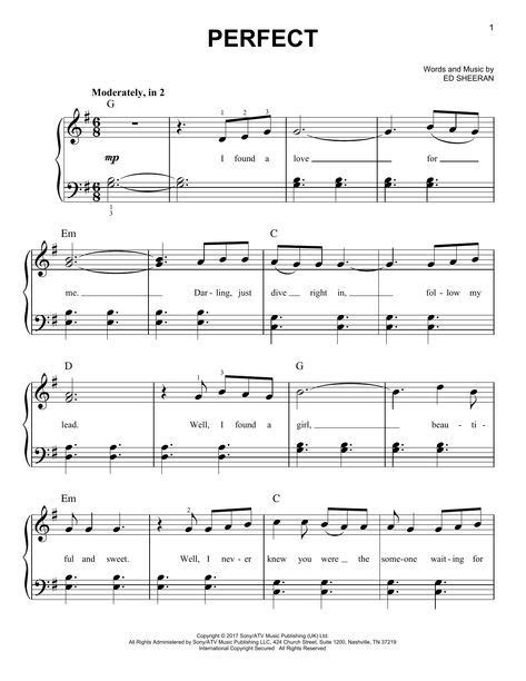 Free music streaming for any time, place, or mood. Ed Sheeran Perfect Sheet Music Notes | Piano sheet music ...