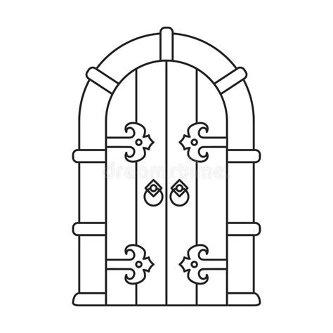 Outline Set Of Doors Icon On White Background Stock Illustration