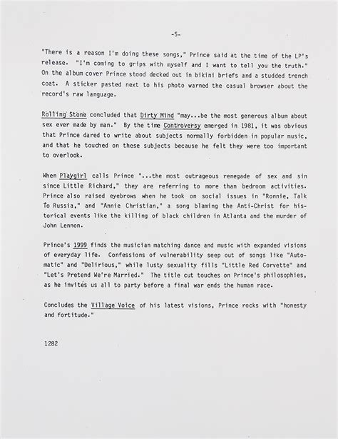 Prince 1999 Warner Bros Press Release Rr Auction