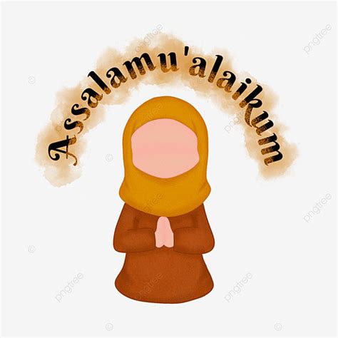 A Muslim With Assalamu Alaikum Text Girls Mubarak Cartoon Png Transparent Clipart Image And