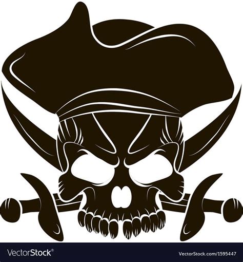 A Pirate Skull With Two Crossed Swords And A Hat On His Head Is Shown