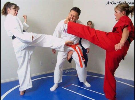 3 Woman Vs 1 Man And His Two Poor Nuts Women Karate Karate Kick