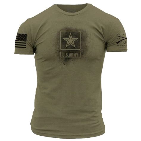 Grunt Style Us Army Star Stenciled Print T Shirt