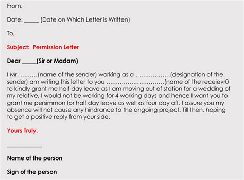 Permission Letter Free Templates And Samples