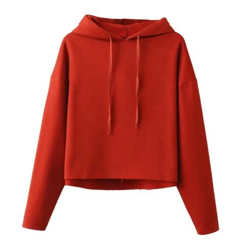 Autumn Women Cropped Hoodies And Sweatshirts Solid Color Long Sleeve Womens Clothing Female