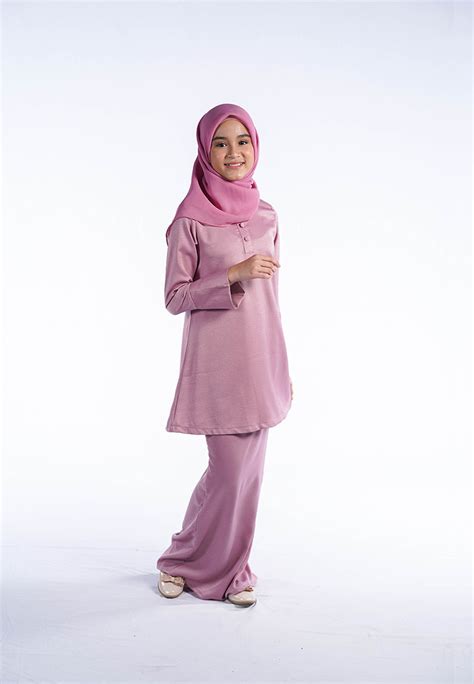 Tun Teja Buttoned Kurung Kids Dusty Pink Mother And Child Collections