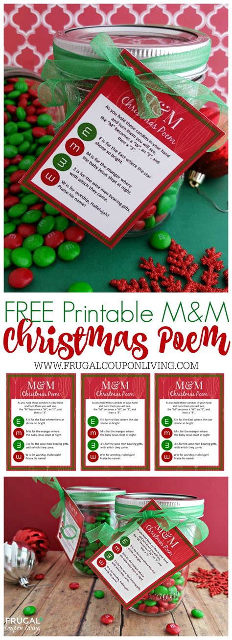 This one talks about christmas cards. M&M Christmas Poem and FREE Printable Gift Tag | Free ...