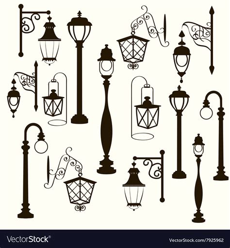 Retro And Modern Street Lanterns Royalty Free Vector Image