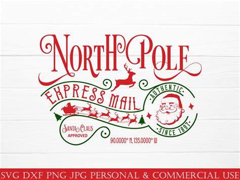 North Pole Svg North Pole Express Mail Santa Approved Svg Etsy