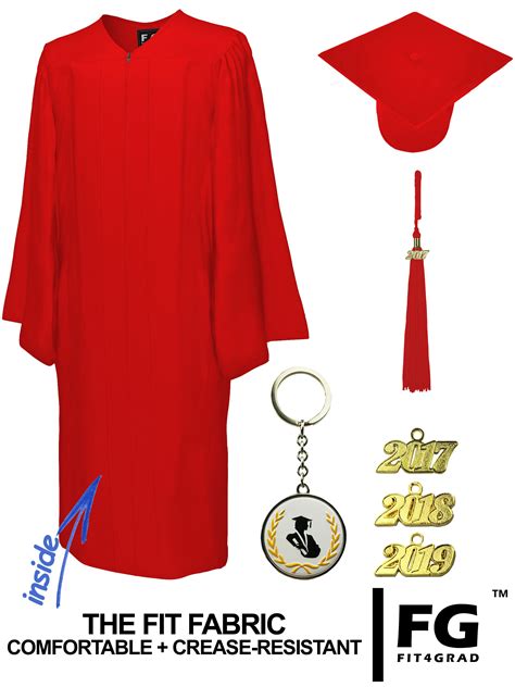 Matte Red Cap And Gown High School Graduation Set Rs4251465601592