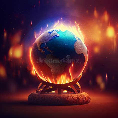 Planet On Fire Concept Of World Military Crisis War Or Global Warming