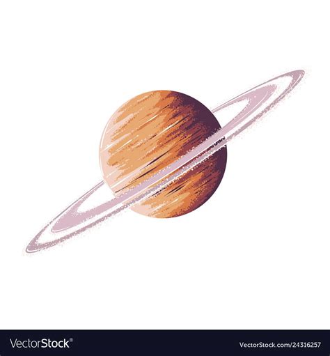 Hand Drawn Sketch Of Planet Saturn In Color Vector Image On Vectorstock