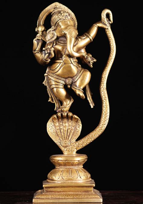 Sold Brass Ganesh Dancing On Kalinga The Serpent 12 89bs88z Hindu