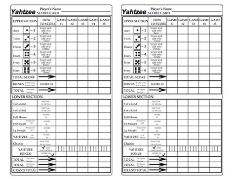 Image Result For Printable Yahtzee Sheets 4 Per Page Yahtzee Score