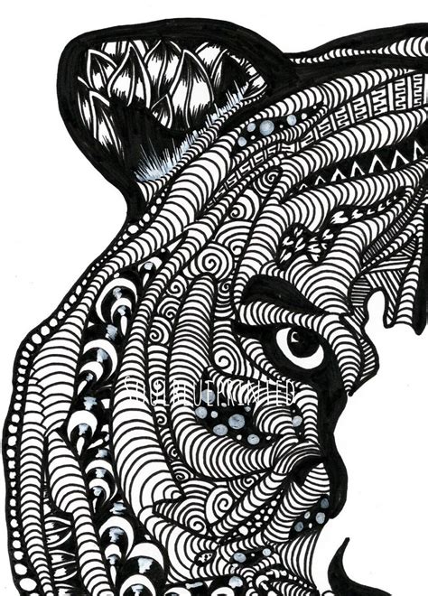 Tiger Art Print Zentangle Wall Art Mandala Doodle Art Etsy