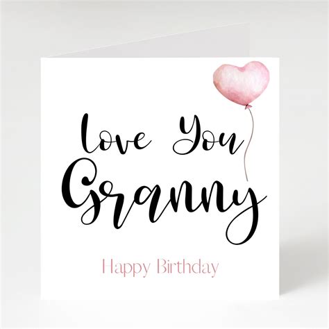 Granny Birthday Card Happy Birthday Granny Love You Granny Card