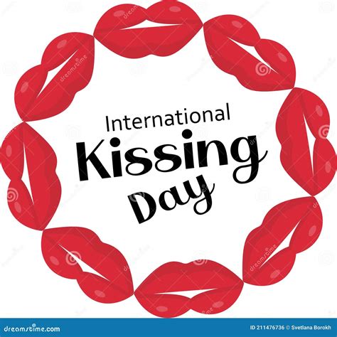 World Kiss Day Card With Lips International Kissing Day Stock Vector