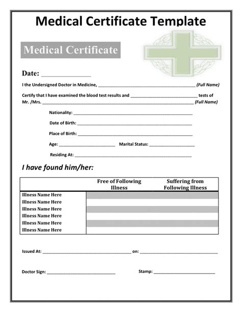 Medical Certificate Template In Word And Pdf Formats