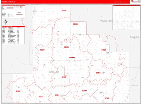 Shelby County Ia Zip Code Wall Map Basic Style By Marketmaps Mapsales