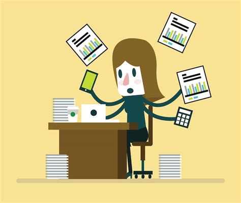 Premium Vector Busy Businesswoman Working With Paperwork On Her Desk