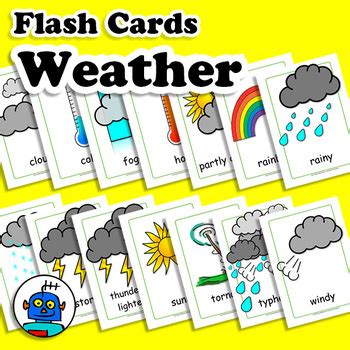 Weather Flash Cards Climate Vocabulary Cards Esl Efl English Word Wall