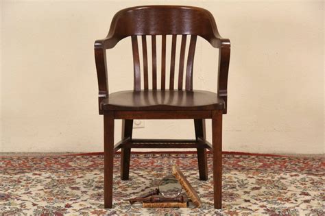 Oak Bank Chair 1915 Antique Milwaukee Library Or Office Armchair