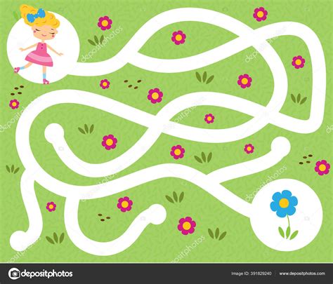 Maze Puzzle Help Girl Find Way Activity Toddlers Educational Children