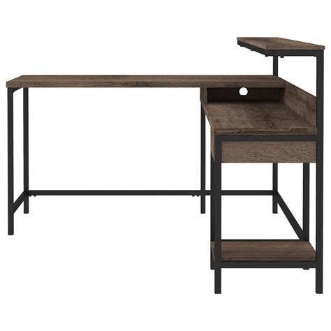 Signature Design By Ashley Arlenbry L Desk With Storage And Black Metal