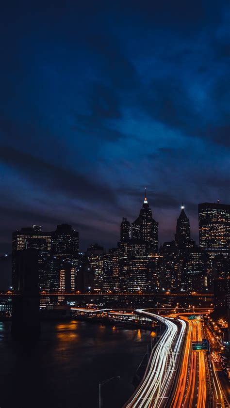 Night City Skyscrapers Night Bridge Wallpaper 720x1280