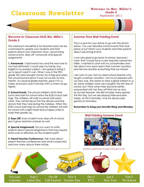 Back To School Newsletter Templates Teachers Resources