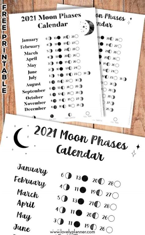 Free Printable 2021 Moon Phases Calendar Lovely Planner