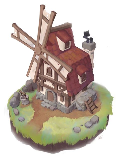 ArtStation Lil Windmill With Process Becca Hallstedt Isometric