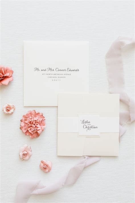 Elegant And Formal Layered Square Pocket Wedding Invitation In Cream
