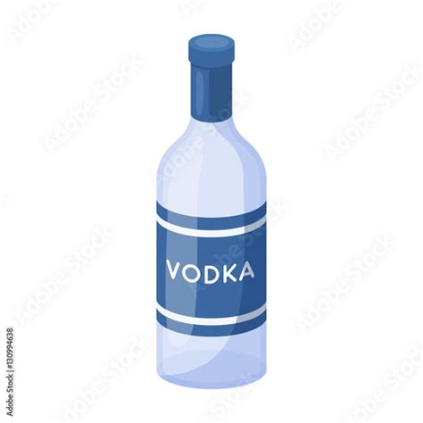 Glass Bottle Of Vodka Icon In Cartoon Style Isolated On White