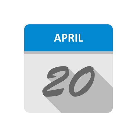 April 20th Date On A Single Day Calendar 486792 Vector Art At Vecteezy