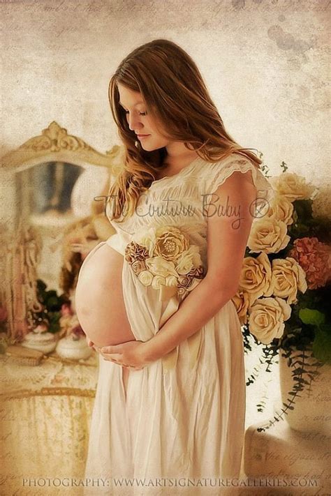 Vintage Cream Maternity Pregnancy Photo Prop Couture Baby Sash Etsy