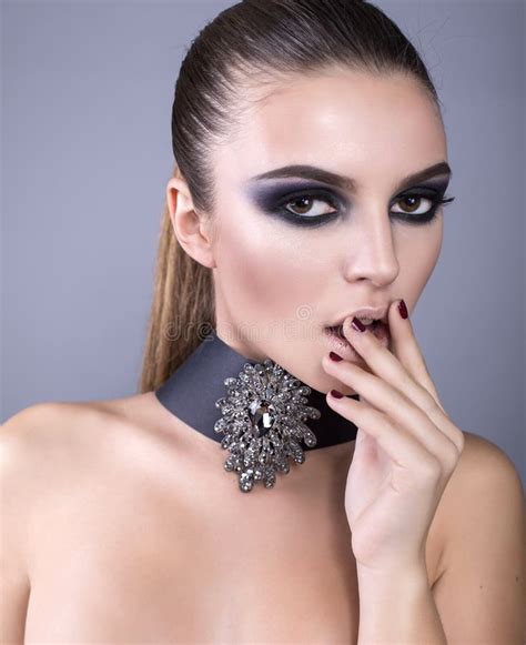 beautiful model with smokey eyes make up stock image image of glamour hairstyle 36252577