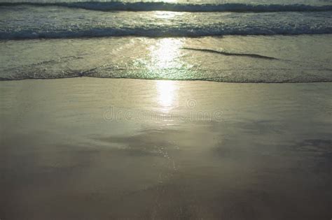 Soft Wave Of The Sea On Sandy Beach Sunset Stock Photo Image Of