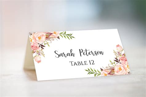 Table Name Card Template Addictionary