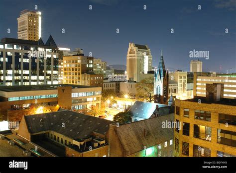 Birmingham Al Alabama Downtown Skyline Evening Aerial Stock Photo