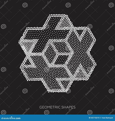 Three Dimensional Geometric Figures Collected From Points Stock Vector