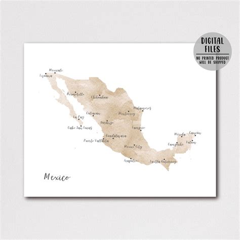 Mapa De México Cartel De México Mapa Minimalista Etsy México