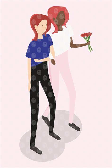 Archade Axonometric Couple Celebrating Valentines Day Vector Drawings
