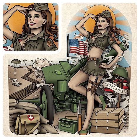 army pin up tattoo