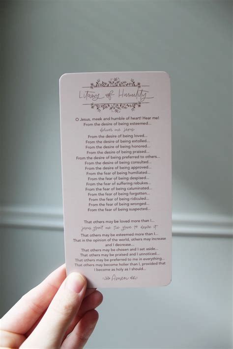 Litany Of Humility Printable Prayer Card Printable Templates