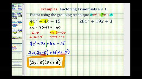 A factor divides a number completely without leaving any remainder. Ex: Factor Trinomials When A is NOT Equal to 1 - Grouping ...
