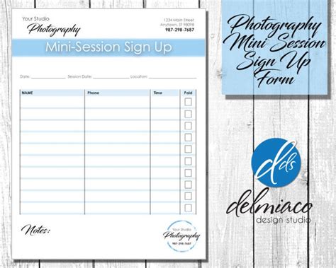Mini Session Sign Up Form For Photography Studio Photoshop Etsy